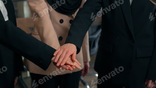 Preview: Multiracial women business colleagues three multiethnic businesswomen girls Caucasian Asian Muslim