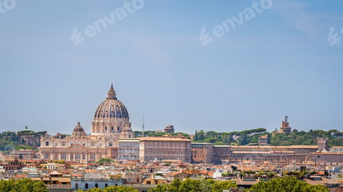 Preview: Panoramic view of St. Peter's Basilica and Vatican City in Rome.