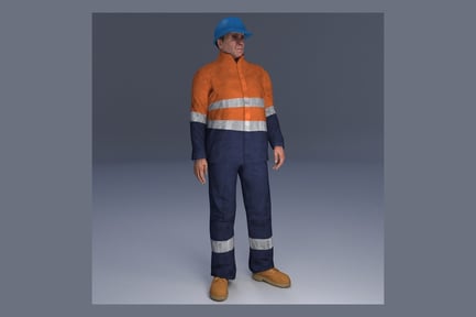 Preview: Rigged Construction Workman with Hard Hat