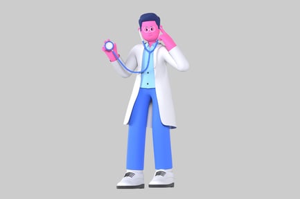Preview: Cartoon doctor with stethoscope character