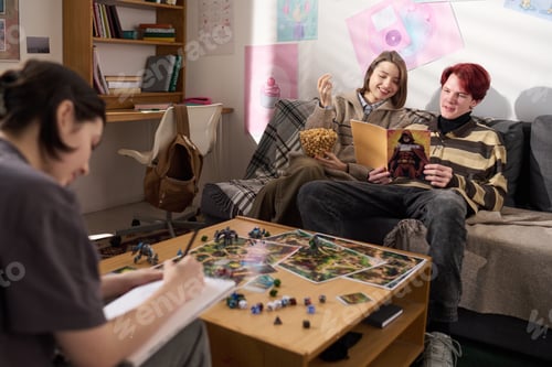 Preview: Three Teen Friends Playing Board Games