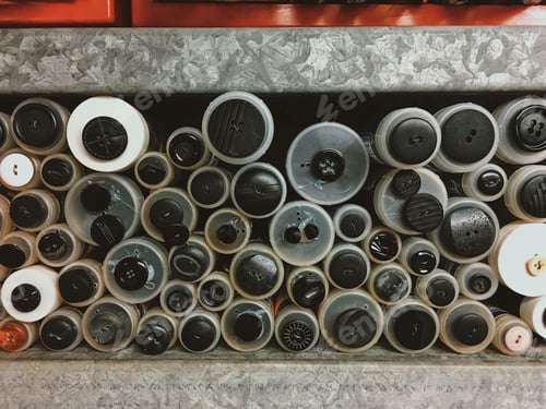 Assorted Buttons in Containers