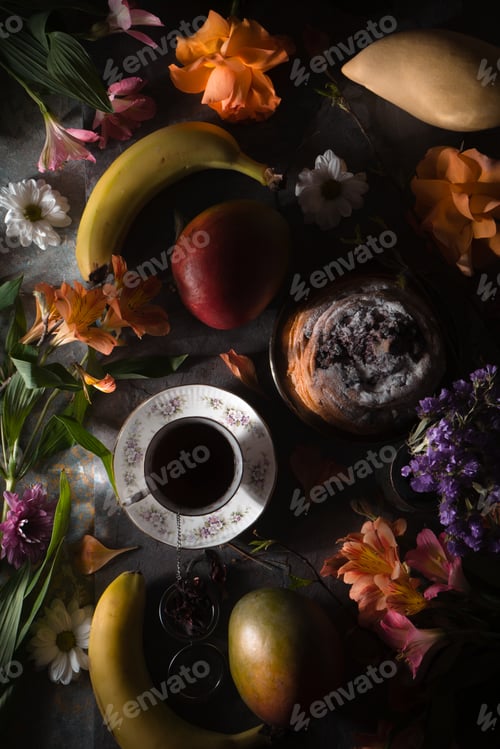 Preview: Still life of summer tea party vertical