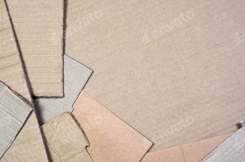 Visualização: Imagem de fundo com muito papel cartão bege, que é usado para fazer caixas para t