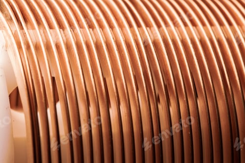 Preview: Close-up flat twisted copper wire at a factory