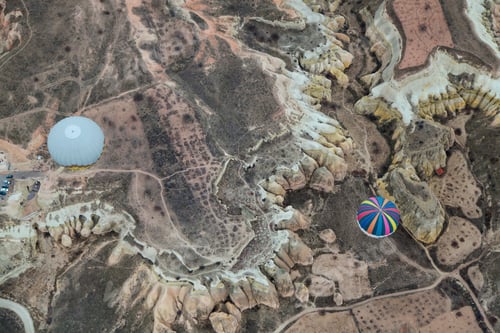 Preview: Hot air balloons flying over the famous tourist place Cappadocia at winter time