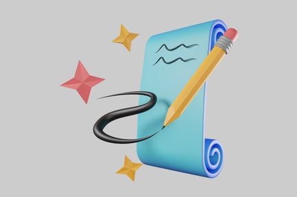 Vista previa: Pergamino con lápiz y estrellas