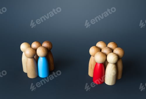 Preview: Two opposition groups of people. Rival leaders attract people to their side.