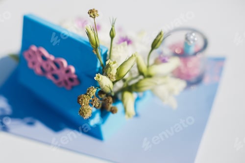 Preview: Wedding arch pink color on the background of the sea