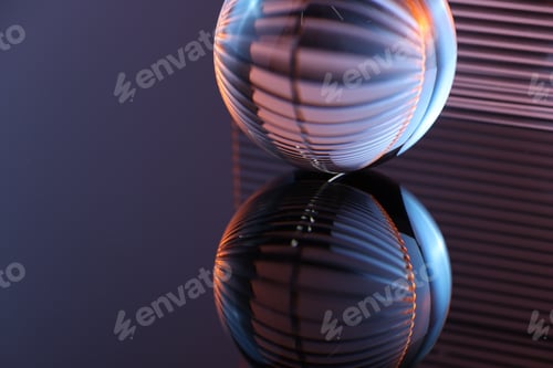 Aperçu: Transparent glass ball on mirror surface, closeup