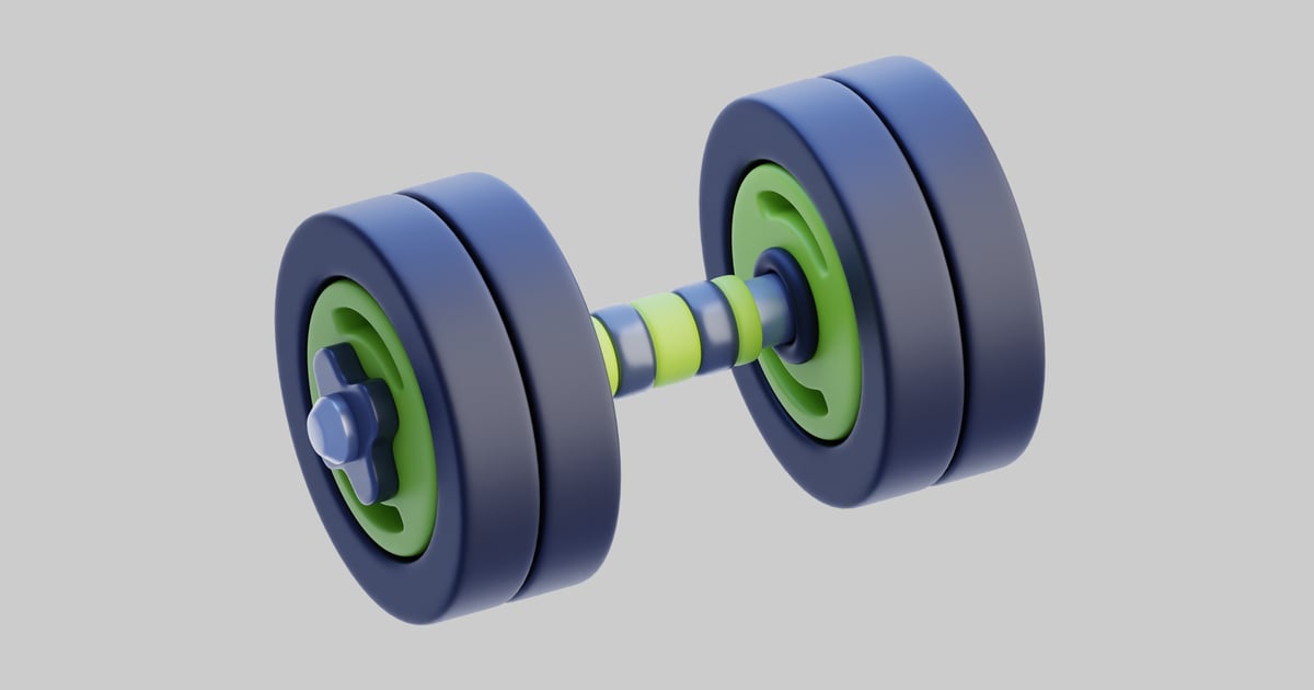 Dumbbell with two circular weights 3D, Incl. Blue & equipment - Envato