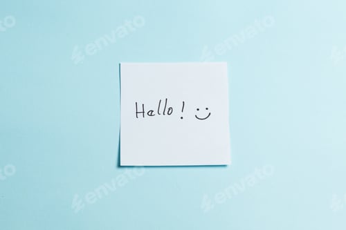 Preview: A white piece of paper with a smiley face and the word "hello" written on it