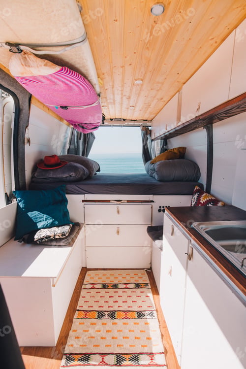 Preview: Vertical shot of the inside of a small van