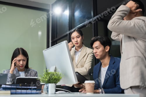 Preview: business team are under stress from working for poor work.
