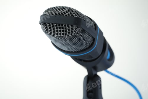 Preview: Stand with microphone isolated on white. Musical equipment