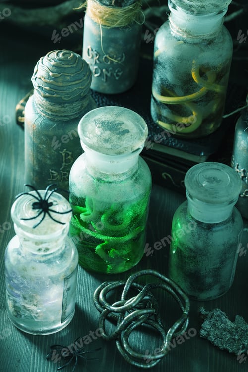 Preview: witch apothecary jars magic potions halloween decoration