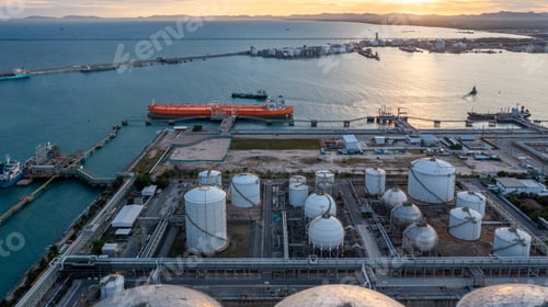 Preview: Aerial view oil terminal industrial facility storage tank oil and petrochemical product.