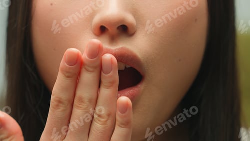 Preview: Unrecognizable scared girl Asian chinese korean woman female student lady shocked amazed lady wonder