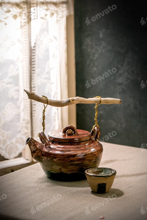 Preview: Ceramic teapot kettle with cup