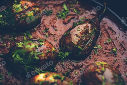 Preview: South Indian Brinjal curry also known as brinjal masala, baigan or baingan Sabzi in gravy