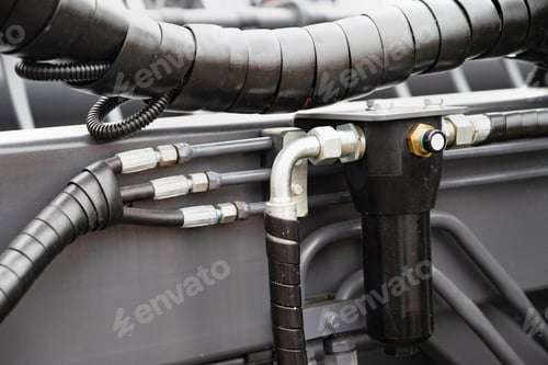 Preview: Spiral cable connecting truck cabin and trailer. Pneumatic hoses and electric cables