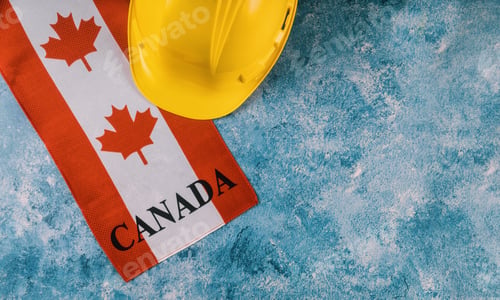 Preview: Canada Day celebration and national holidays Canadian red and white flag against dark rustic