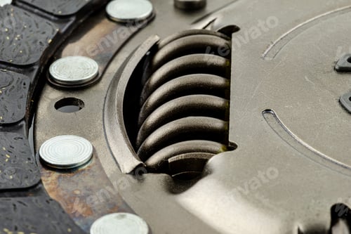 Preview: Used car clutch, macro shots for damping springs, isolated on a white background.
