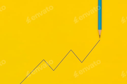 Preview: Business growth concept. Financial report with graphs and arrow.