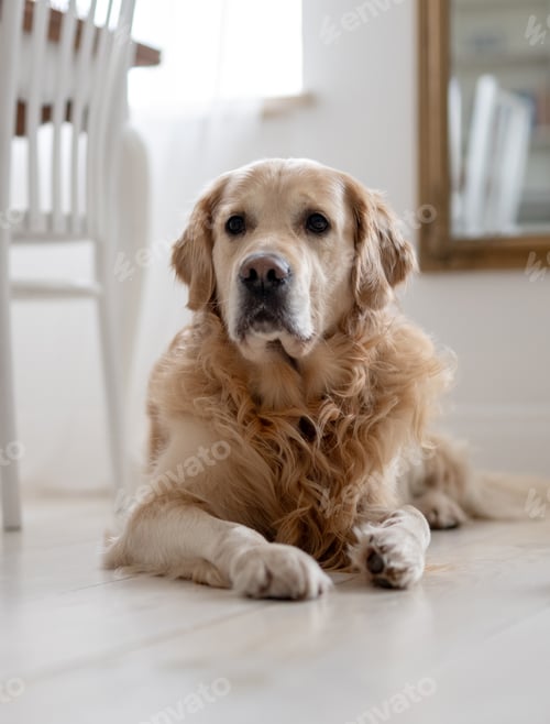 Preview: Adorable Golden Retriever Dog Lying On A Floor