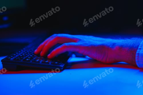 Preview: Close-up On Gamer's Hands on a keyboard, Actively Pushing Buttons