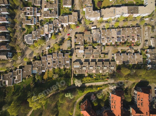 Preview: Aerial view of urban city with buildings in Germany