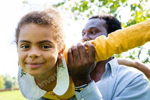 Preview: Beautiful happy african american family bonding at the park