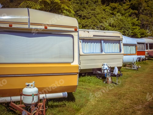 Preview: Vintage Caravans in a Row