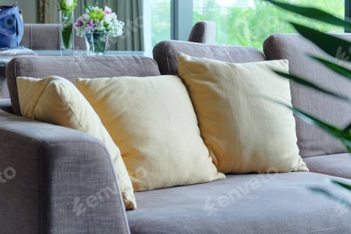Preview: Comfortable Cushions on an Elegant Sofa in Home