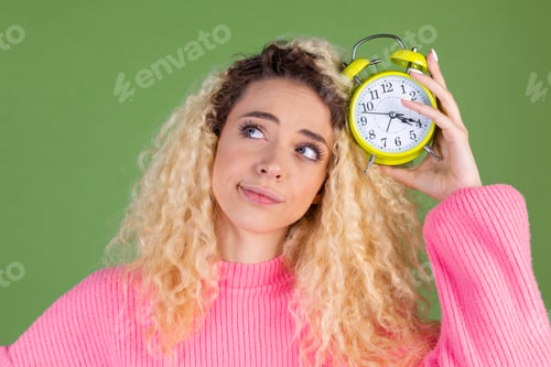 Preview: Young blonde woman with long curly hair