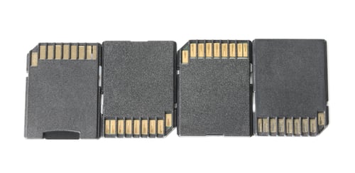 Preview: Many SD memory cards isolated on white, top view
