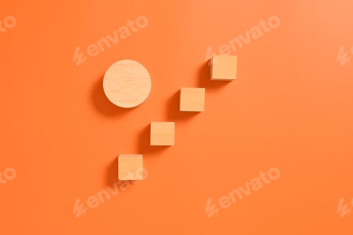 Preview: Wooden cubes mock up on background for business concept, Business process, Copy space, Wooden blocks
