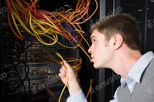Preview: Computer technician working on a server