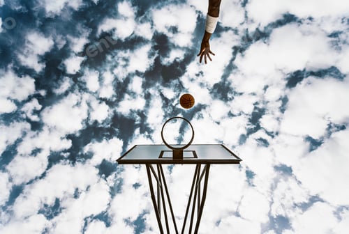 Preview: Street basketball ball falling into the hoop