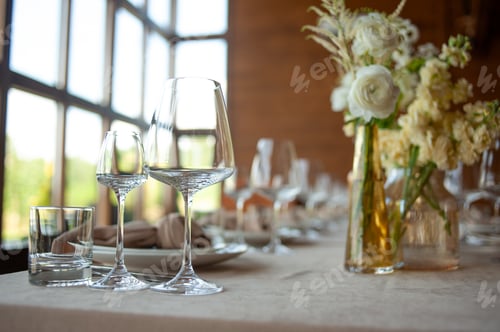 Preview: Served table. hall for banquets and weddings