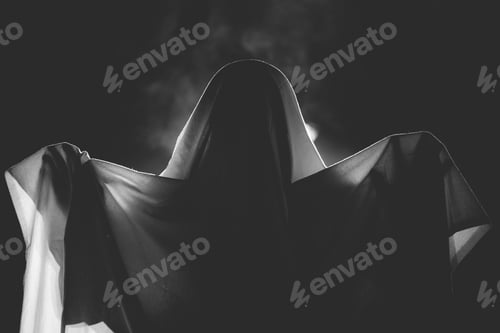 Preview: Scary ghost in dark, spooky halloween night