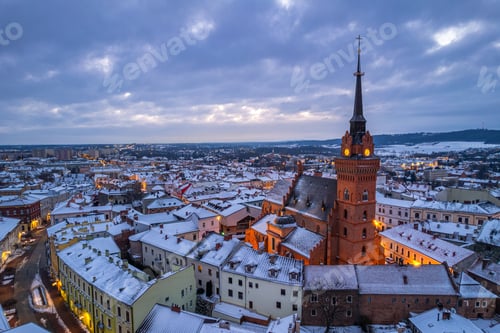 Preview: Tarnow Townscape, Aerial drone view in winter