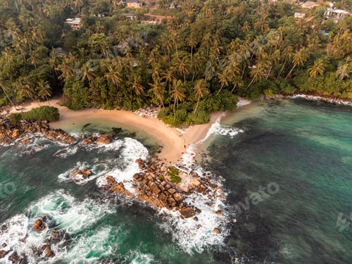 Preview: Aerial Sunset Photo of Secret Beach close to Mirissa in South Sri Lanka
