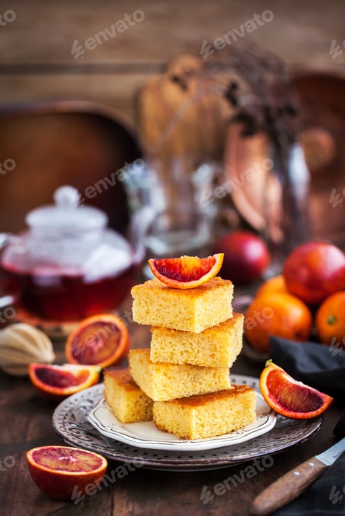 Preview: Homemade gluten-free polenta, almond and blood orange cake