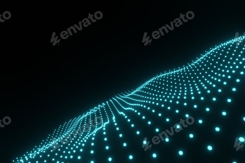 Preview: Abstract Futuristic blue Particle wave technology Animation background 3d rendering