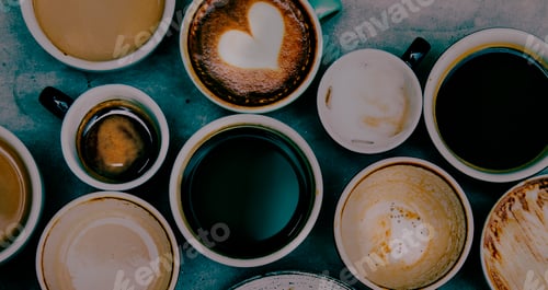 Preview: Aerial view of various coffee