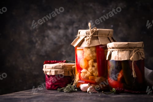 Preview: Healthy homemade fermented food in jars