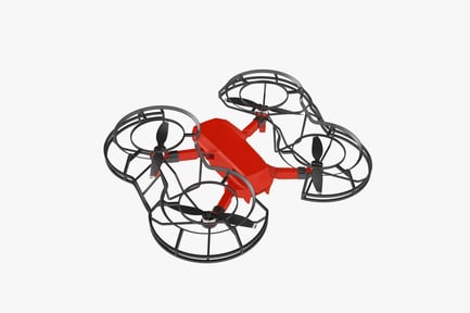 Preview: Red Quadcopter Drone with Protective Cages