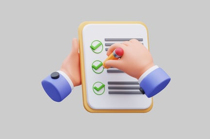Preview: Detailed Depiction of a Person Filling Out a Checklist on a Clipboard