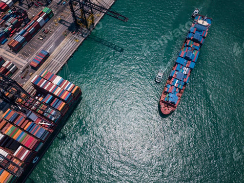Preview: Top view over Kwai Tsing Container Terminals in Hong Kong city